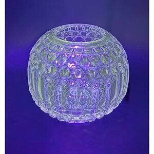 EAPG Rose Bowl Vase Candle Lamp Pressed Glass Masonic Fairy Pattern Antique